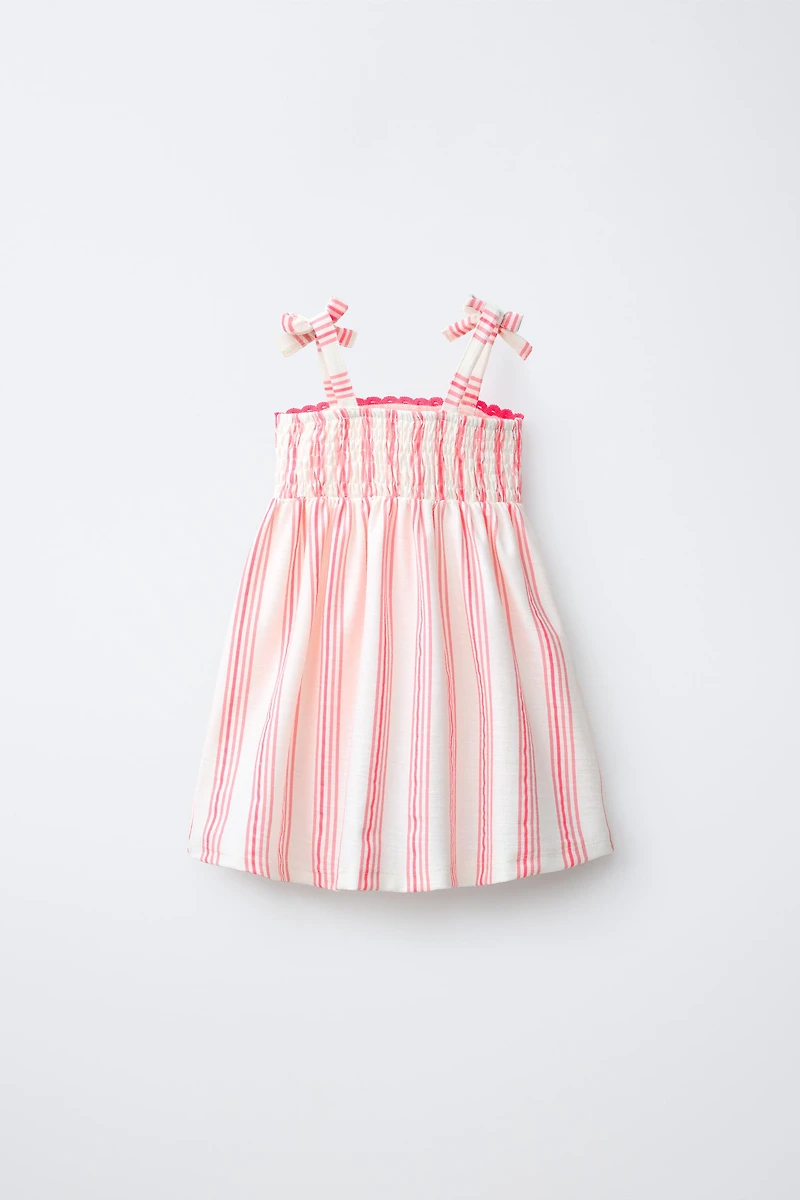 EMBROIDERED STRIPED DRESS