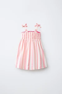 EMBROIDERED STRIPED DRESS
