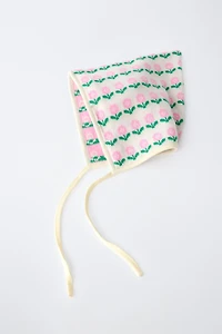 FLORAL JACQUARD KNIT BONNET
