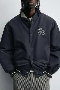 CONTRAST EMBROIDERY BOMBER JACKET
