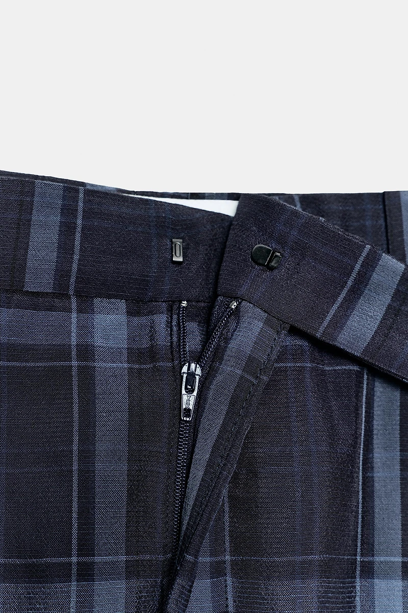 ZW COLLECTION PLAID WIDE LEG PANTS
