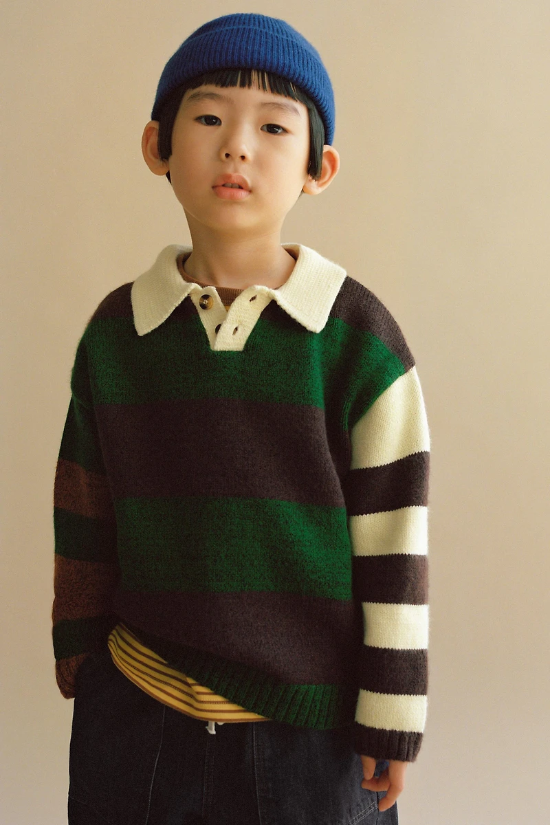 STRIPED KNIT POLO SHIRT