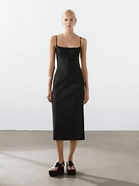 Strappy linen midi dress