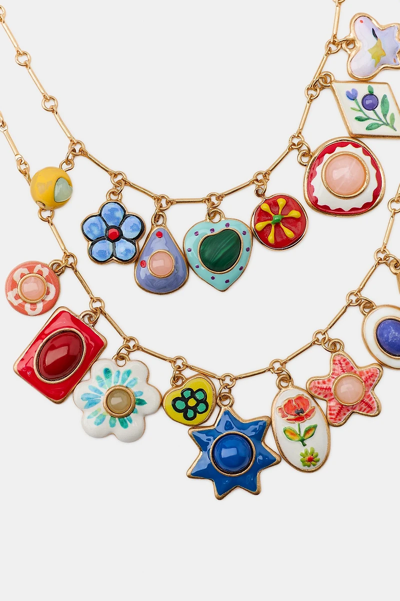 2-PACK RESIN CHARM NECKLACES
