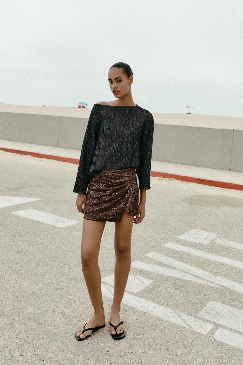 SEQUIN KNOTTED MINI SKORT