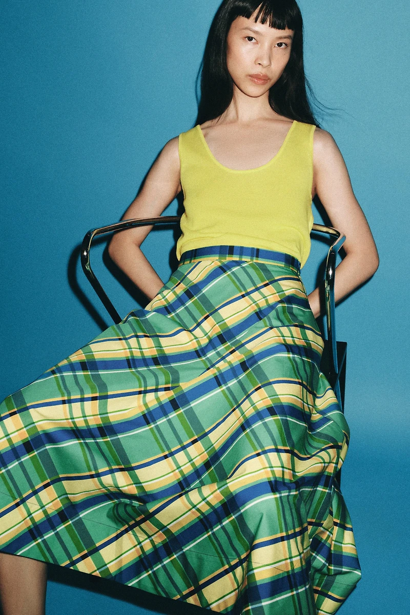 ZW COLLECTION PLAID MIDI SKIRT