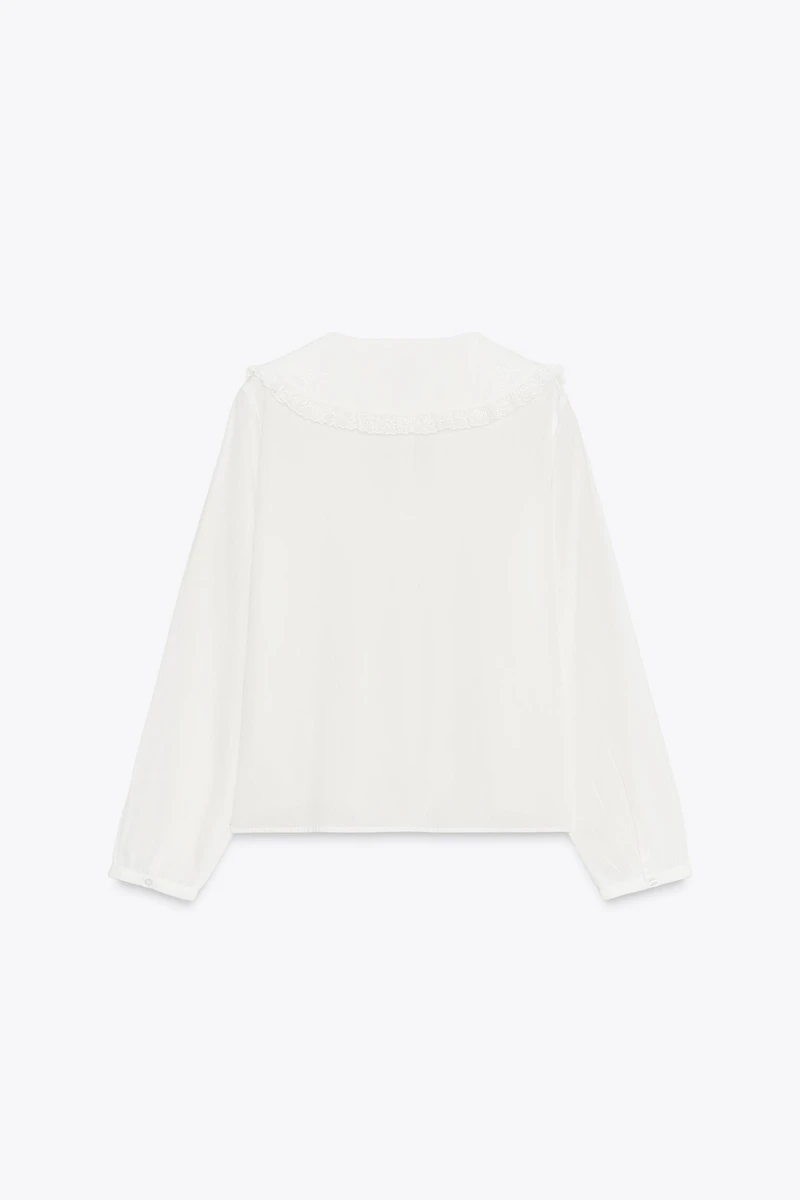 EMBROIDERED PETER PAN COLLAR SHIRT