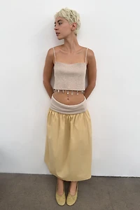 FRINGE BUTTON CROP TOP