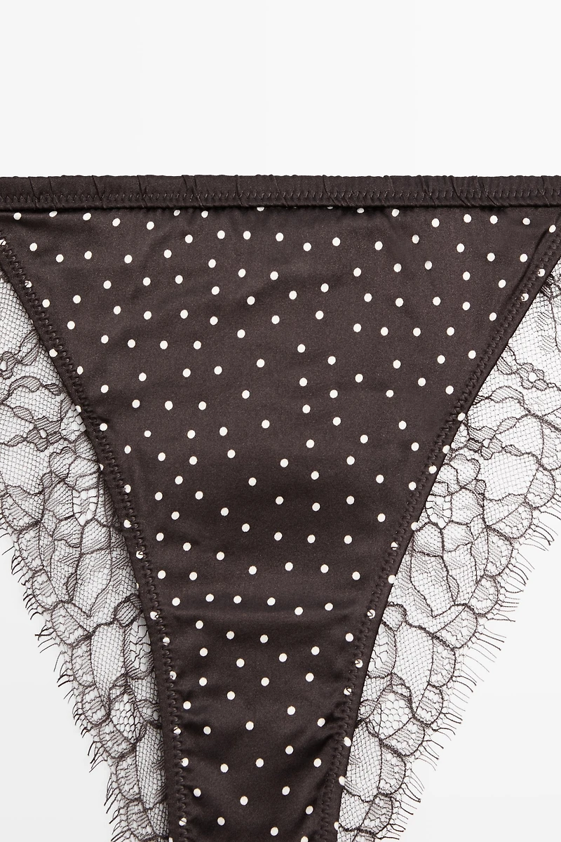 Polka dot briefs with lace detail
