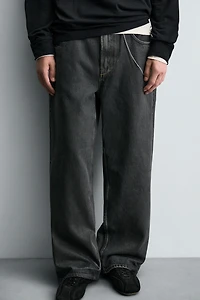 WAXED EFFECT BAGGY FIT JEANS