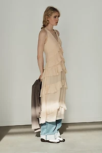 ROBE MI-LONGUE À VOLANTS