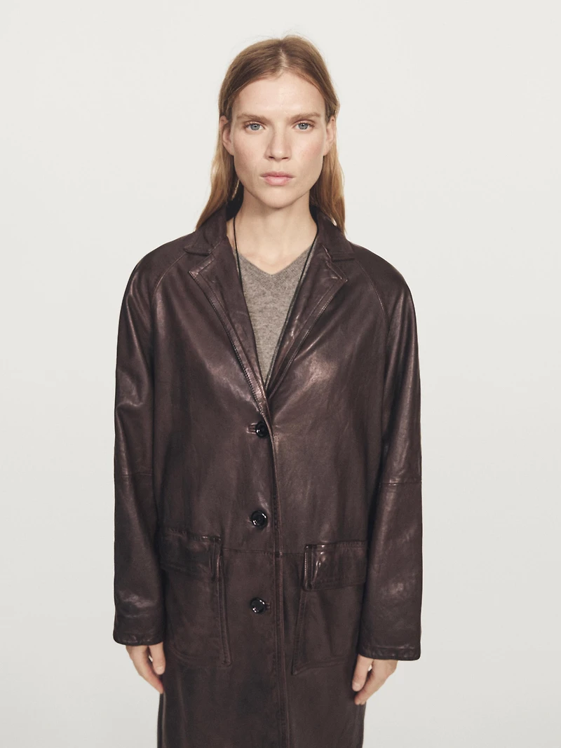 Long nappa leather coat