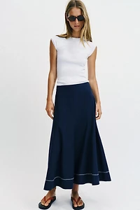 EMBROIDERED A-LINE MIDI SKIRT