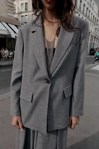 HERRINGBONE BLAZER WITH SHOULDER PADS