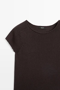 Pull en maille de coton mélangé à manches courtes