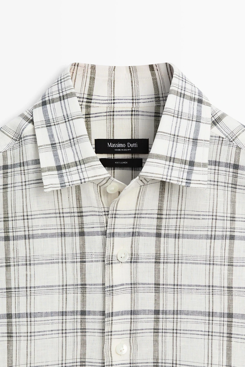 100% linen check shirt