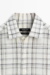 100% linen check shirt