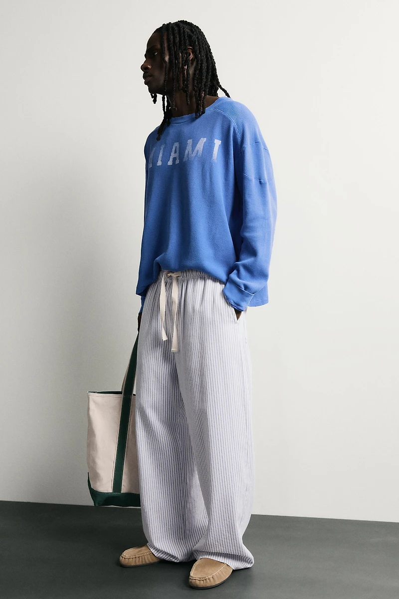 STRIPED WIDE FIT PANTS