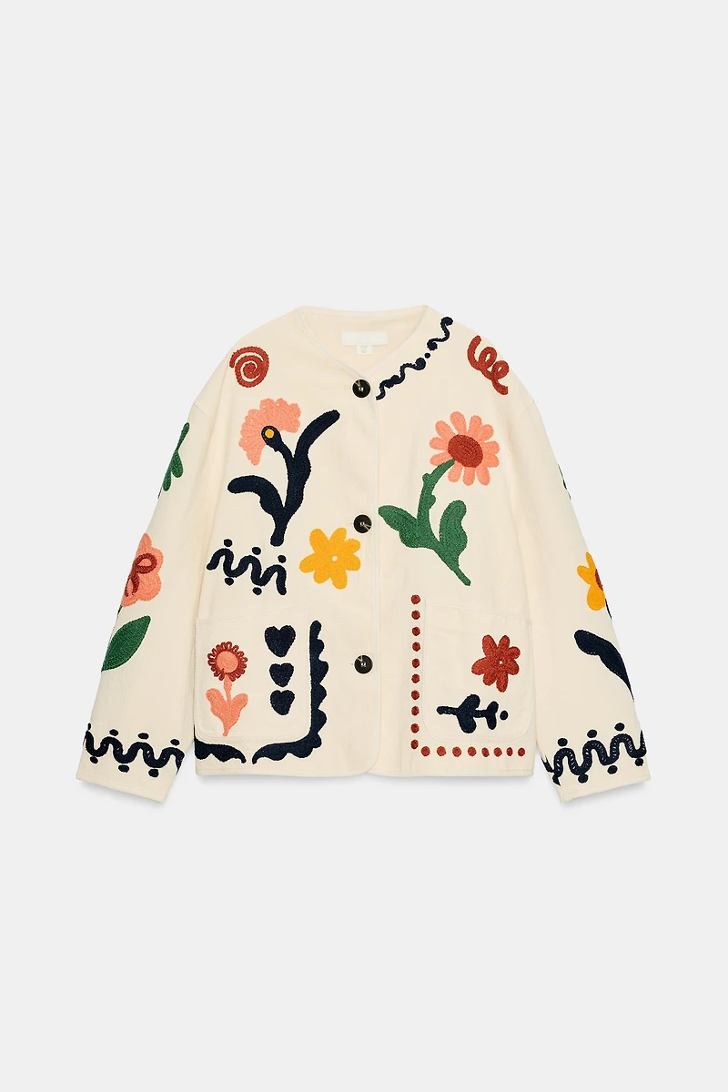 100% COTTON EMBROIDERED FLORAL JACKET
