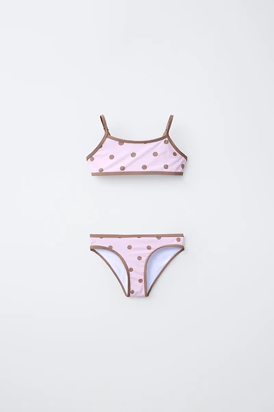 6-14 ANS/ BIKINI TAUPE LISERÉS CONTRASTE