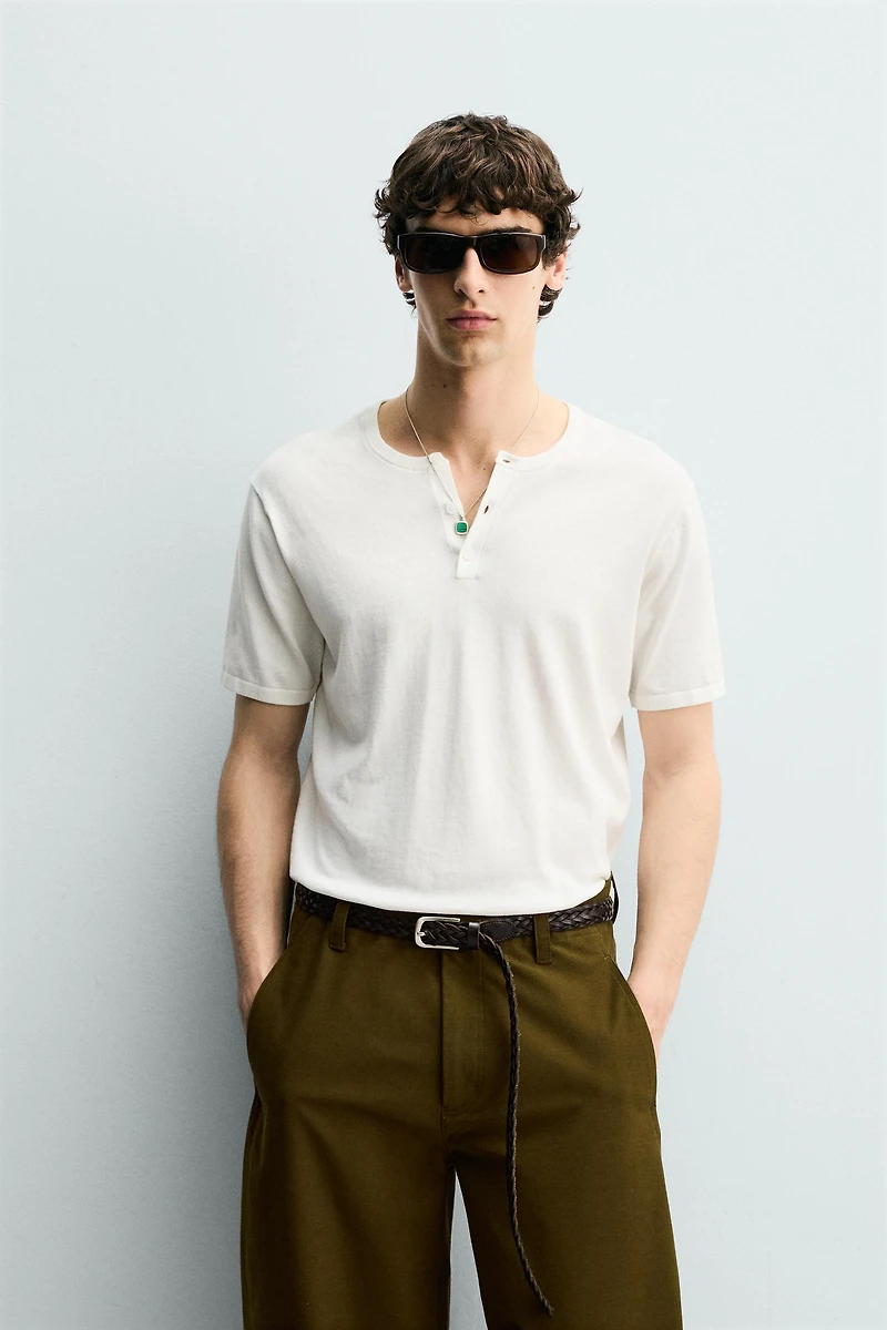 KNIT HENLEY SHIRT