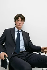 Striped 100% cool wool suit blazer