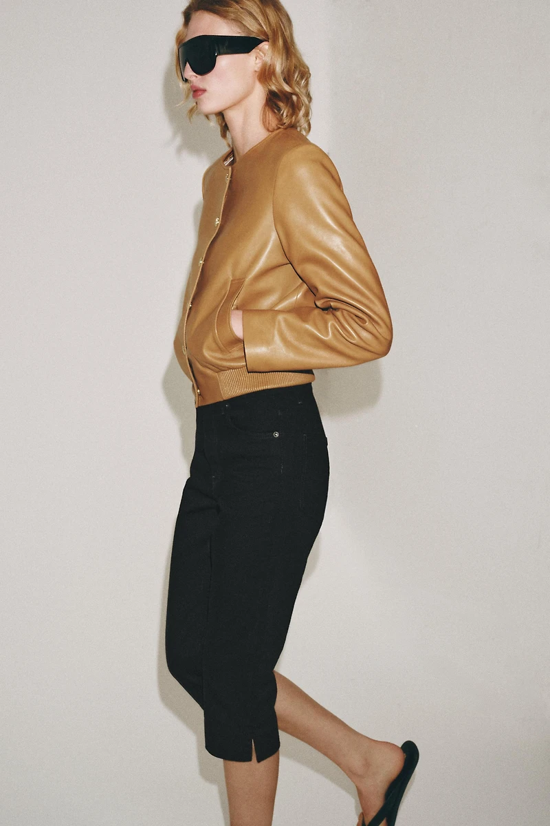 ZW COLLECTION 100% LEATHER BOMBER JACKET