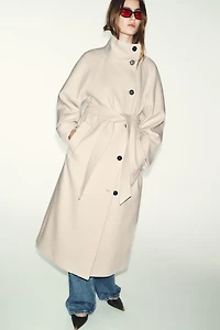 LONG WOOL COAT WITH HIGH NECK