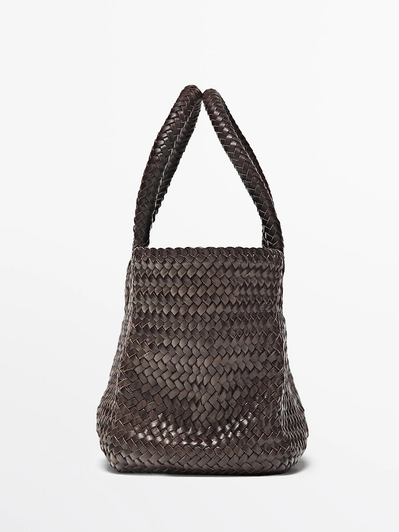 Medium braided nappa leather tote bag