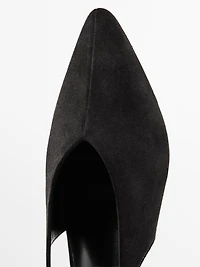 Split leather high-heel slingback shoes