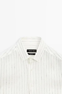 100% linen regular fit striped shirt