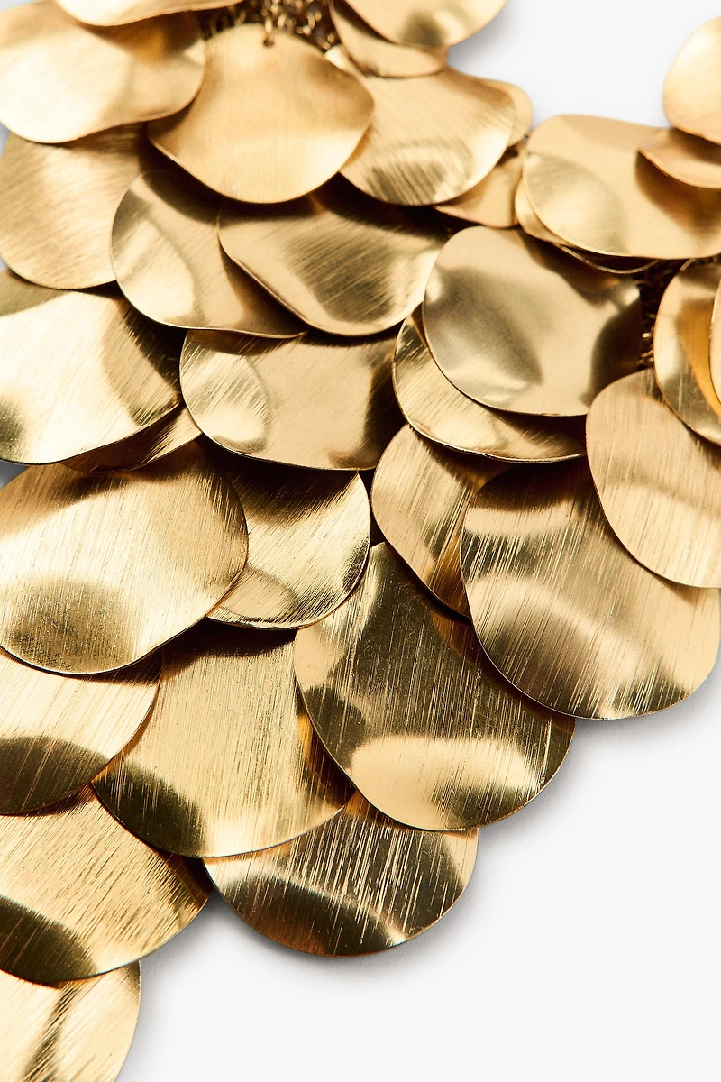 COLLIER BAVOIR PLAQUES MÉTALLIQUES