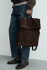 SAC À DOS EN CUIR À RABAT