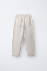 COTTON AND LINEN STRAIGHT PANTS