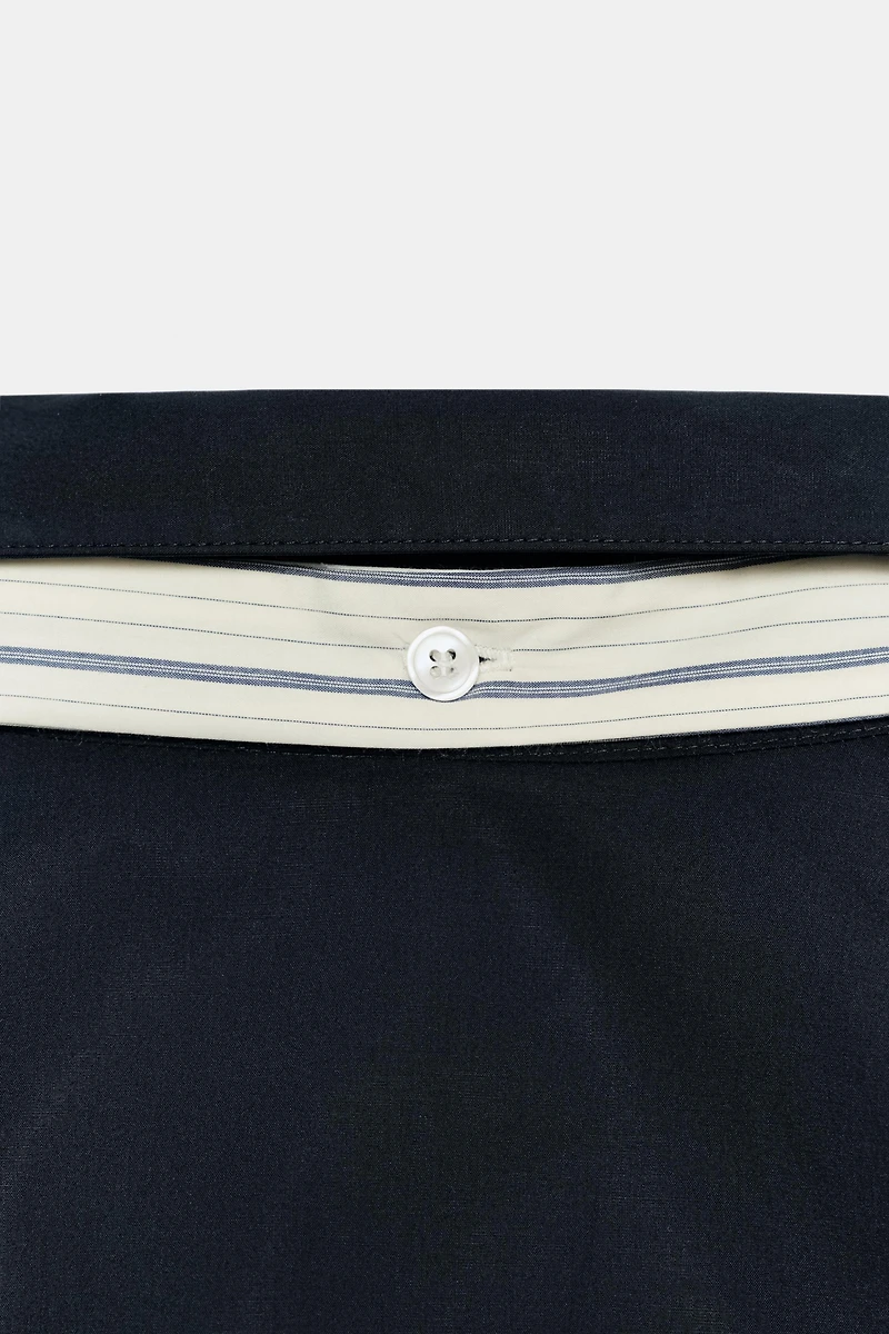 FITTED SHIRT WITH POCKETS AND SCARF DETAIL