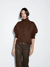 Pantalon straight enduit taille haute