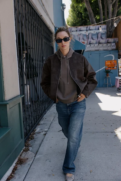 FAUX SUEDE BOMBER JACKET