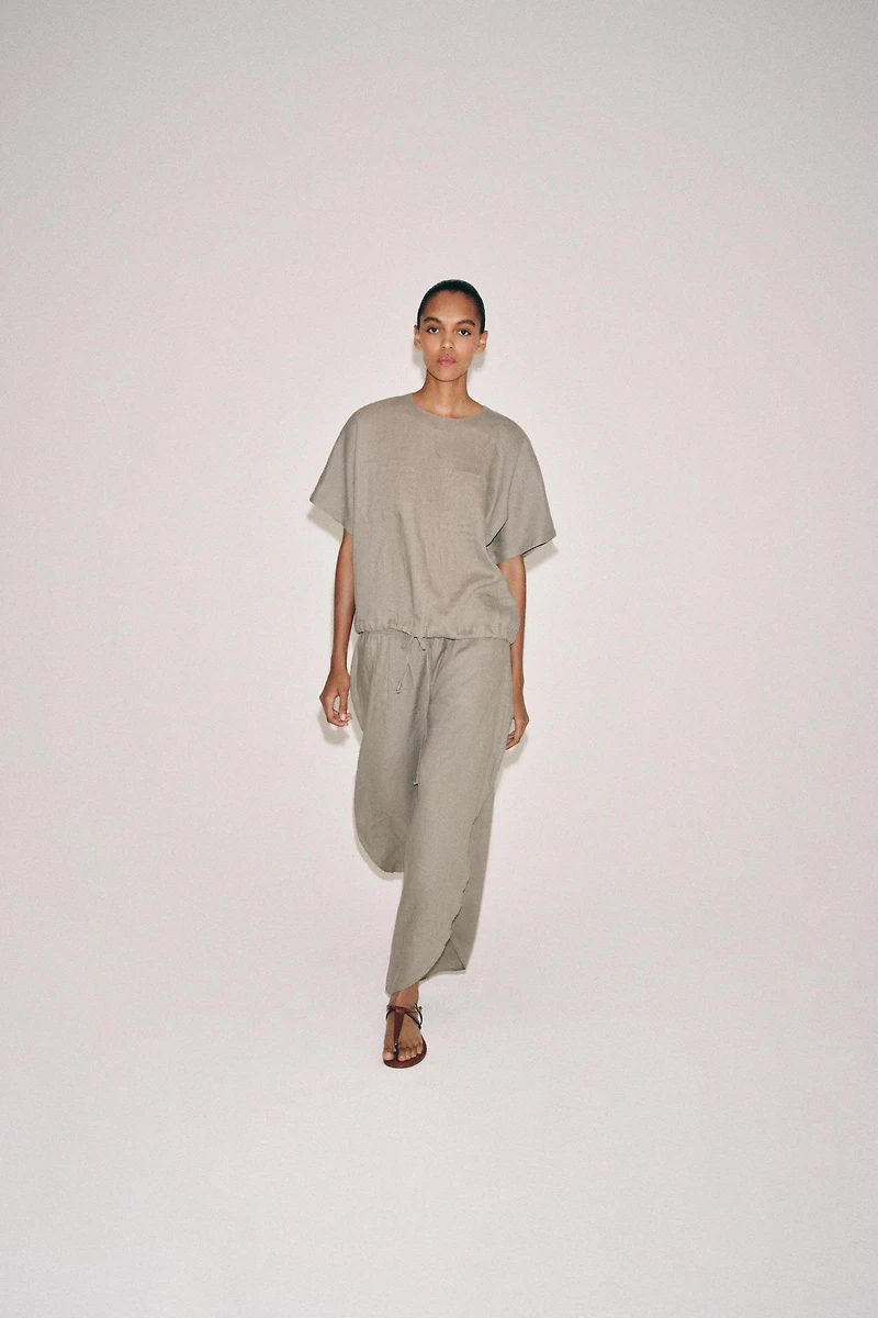 ZW COLLECTION 100% LINEN VENTED PANTS