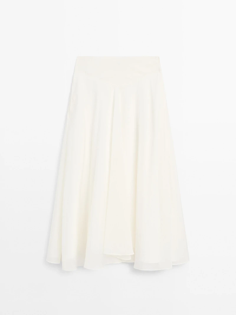 Midi skirt with yoke and flounce