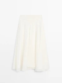 Midi skirt with yoke and flounce