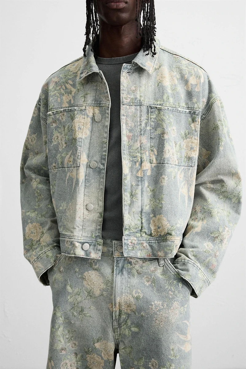 FLORAL PRINT DENIM JACKET
