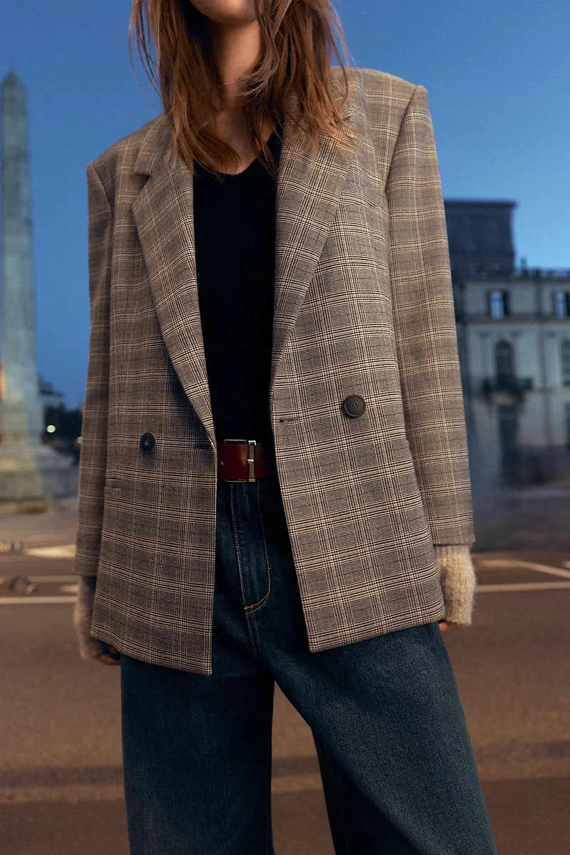 OVERSIZED PLAID BLAZER