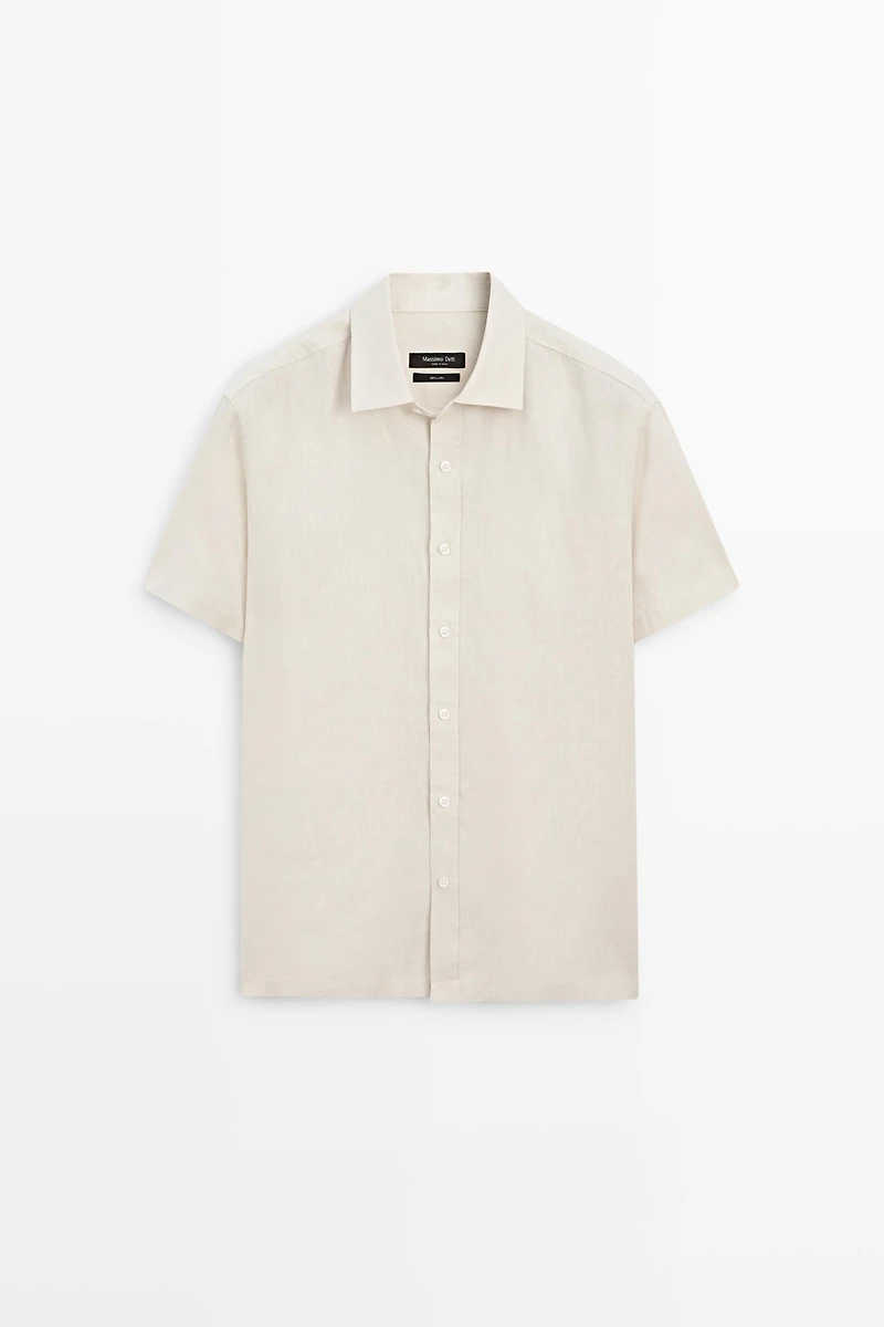 Regular fit 100% linen short sleeve shirt