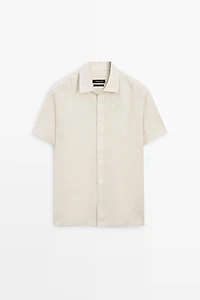 Regular fit 100% linen short sleeve shirt