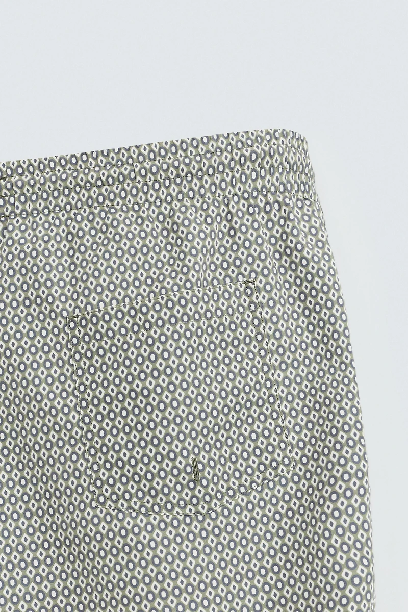 GEOMETRIC PRINT MID-LENGTH SWIMSUIT