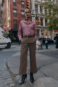 HERRINGBONE BELTED PANTS