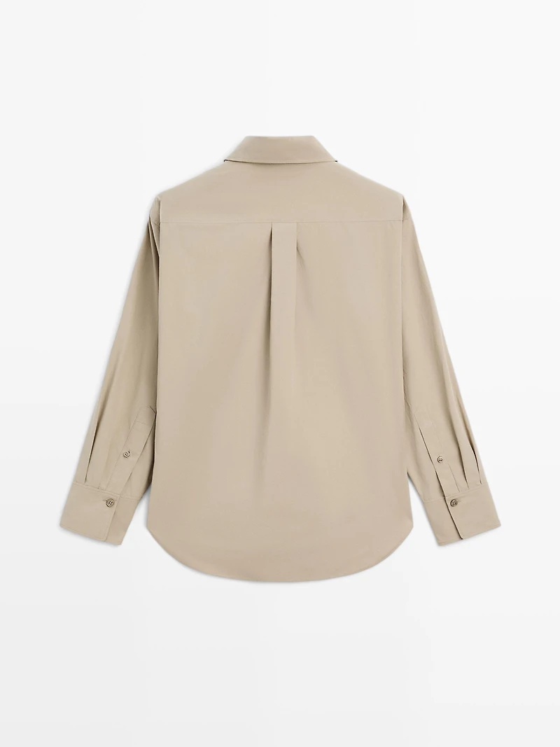 Long 100% cotton poplin shirt