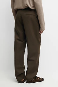Linen and cotton straight-leg pants
