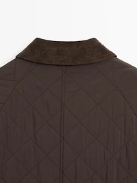 Long water-repellent coat with corduroy detail