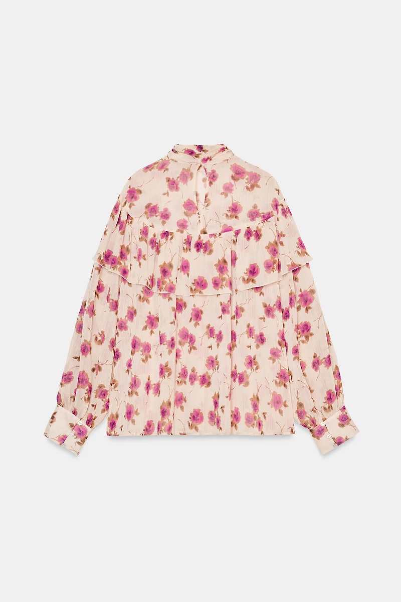 RUFFLED PRINT BLOUSE